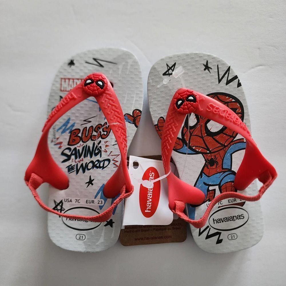 NEW Havaianas Kids' Baby Spiderman flip‎ flops sandals with back strap Size 7  C